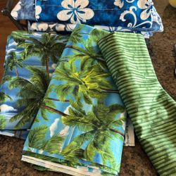 Approximately 8 Yards of Hawaiian themed fabric