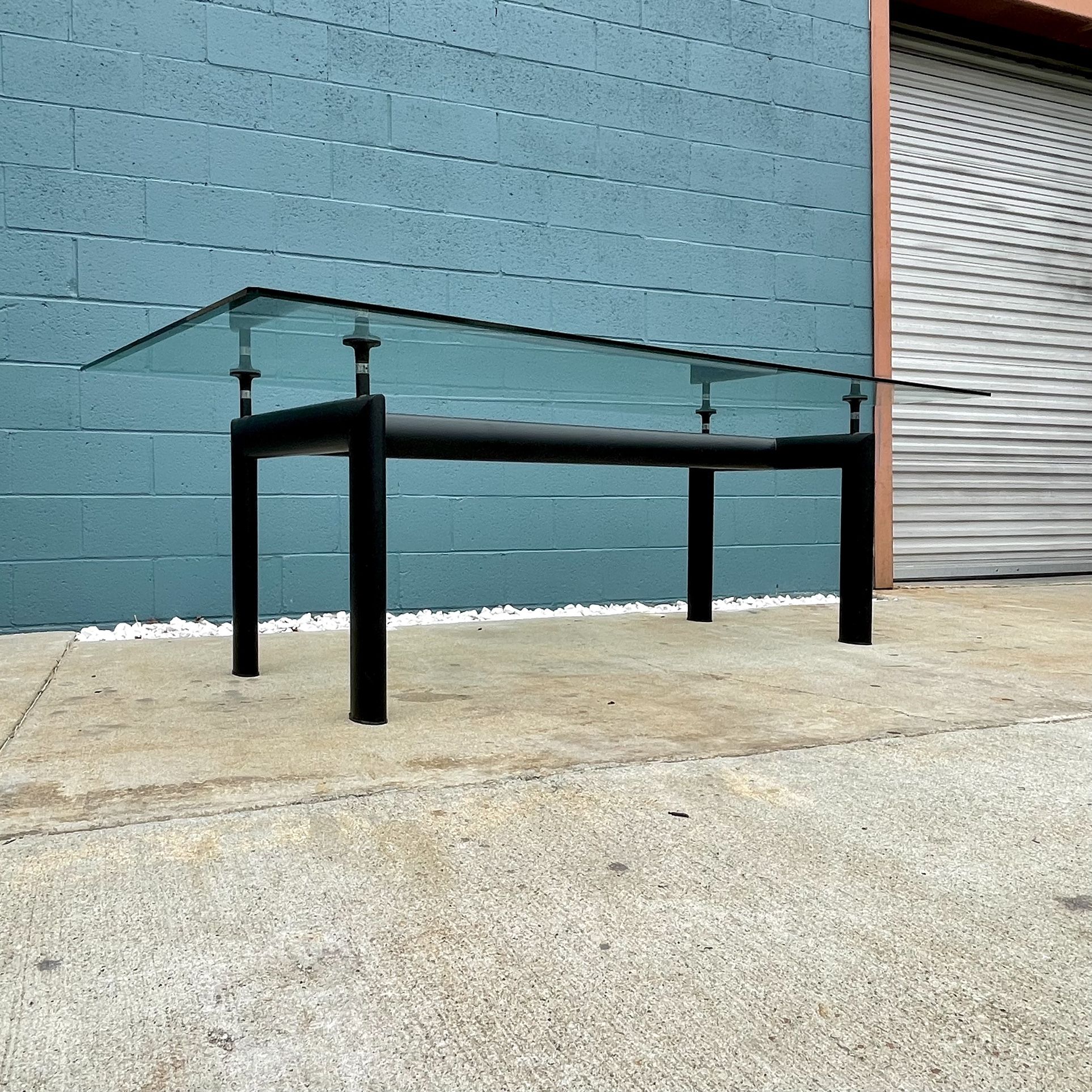 Le Corbusier Cassina Style LC6 Glass Top Italian Modern Dining Table