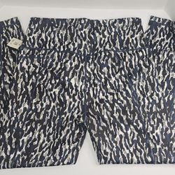 Sweaty Betty The Super Sculp 7/8 Length Leggings Large Blue  Animal Print NWT 