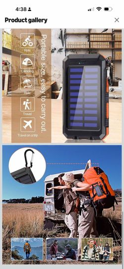 Solar Portable Charg Po.wer Ba.nk with Flashlight Bat.tery Pack Fast Charge