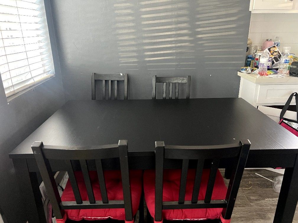 Wooden Dining Table With 4 Chairs