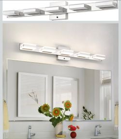 32" Chrome Vanity Lights for Bathroom 5 Light Fixtures for Mirror 3 CCT Adjustable LED