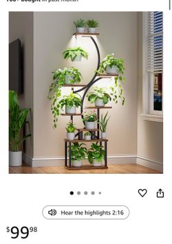 Multi-Tier Plant Stand with Grow Light