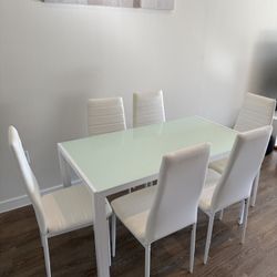 Glass Table Top And Six Chairs