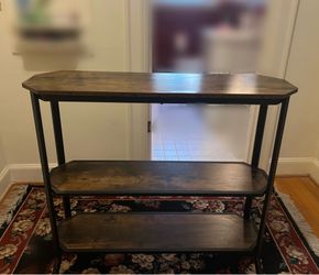 $45 | 39.5” x 35.5” Sturdy Industrial Rustic-Style Table w/ Shelves