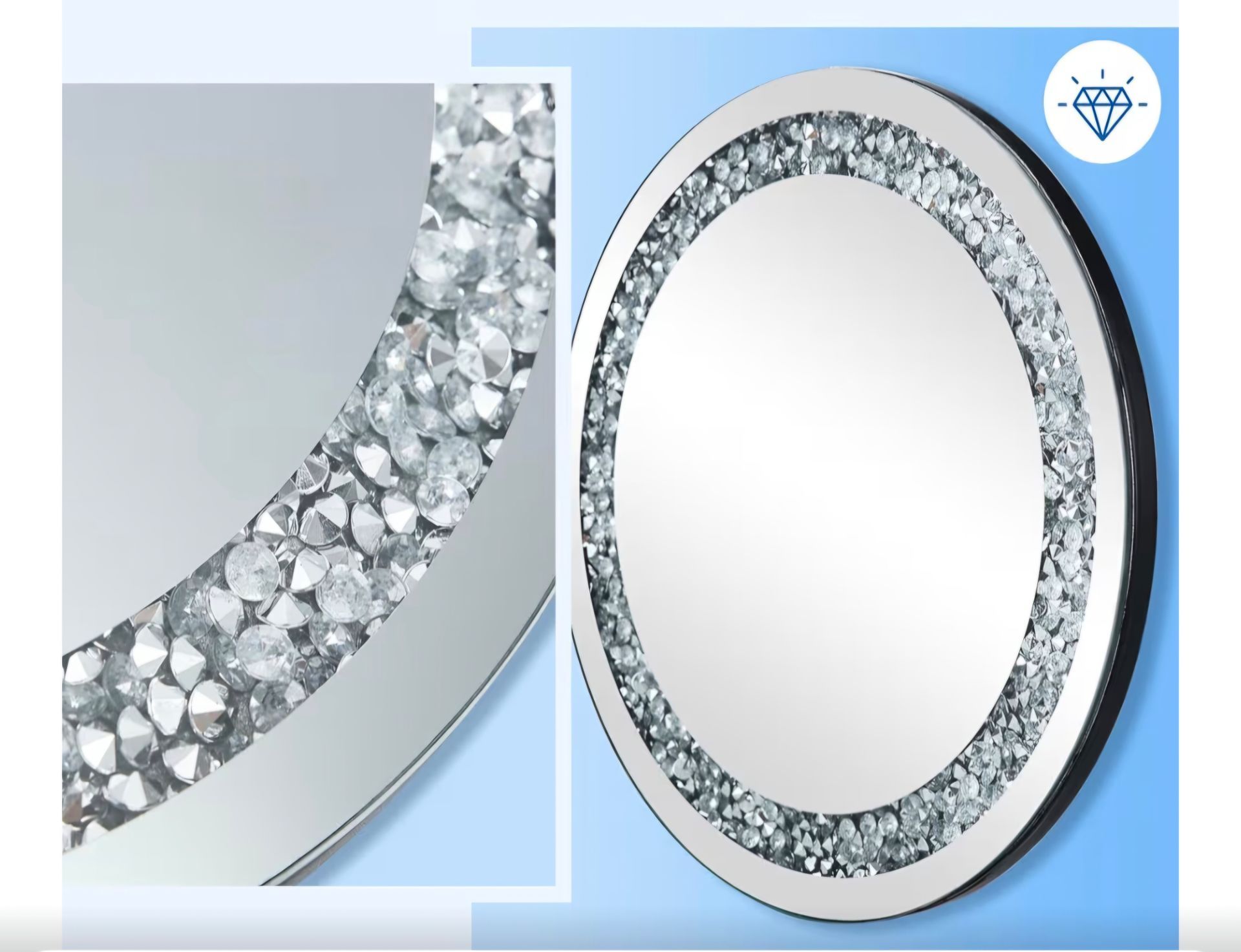Luxury Crushed Diamond Mirrored Trays / Vanity Mirrors (Set of 2)