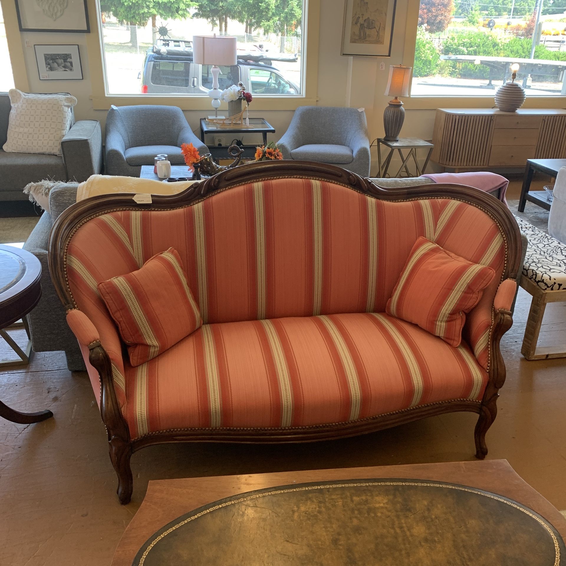 Antique Pink Upholstered Sofa