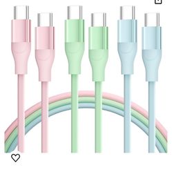 USB C Cable, 3 Pack 6FT USB C Charger Cable 60W Fast Charging Type C Charger Cable Compatible with iPhone 15/15 Pro/15 Pro Max/15 Plus, iPad Mini/Pro/