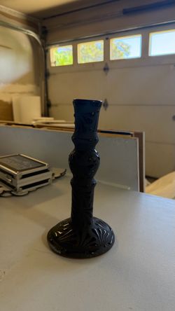 Black Glass Candlestick Holder