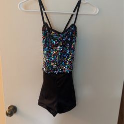 Girls Dance Outfit With 2 Skirts. One Is Fringe Skirt . The Other One Is For Ballet 