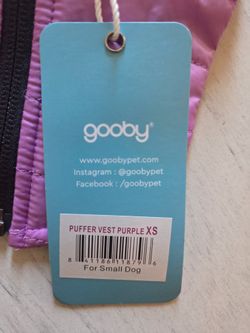 Gooby Puffer Vest Dog Jacket - Purple, X-Small