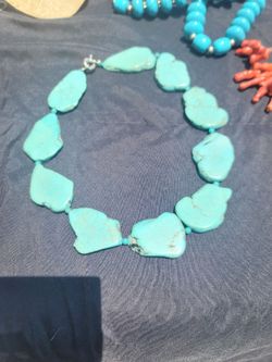 Turquoise slab necklace