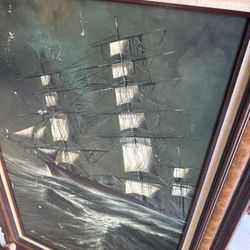 vintage-style maritime oil painting 