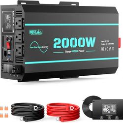 HQST 2000W Pure Sine Wave Inverter 12V DC to 110V AC Converter, w/ 4000W Peak, GFCI Protection, 3X AC Sockets, Hardwire Port, Remote, Solar Power Inve