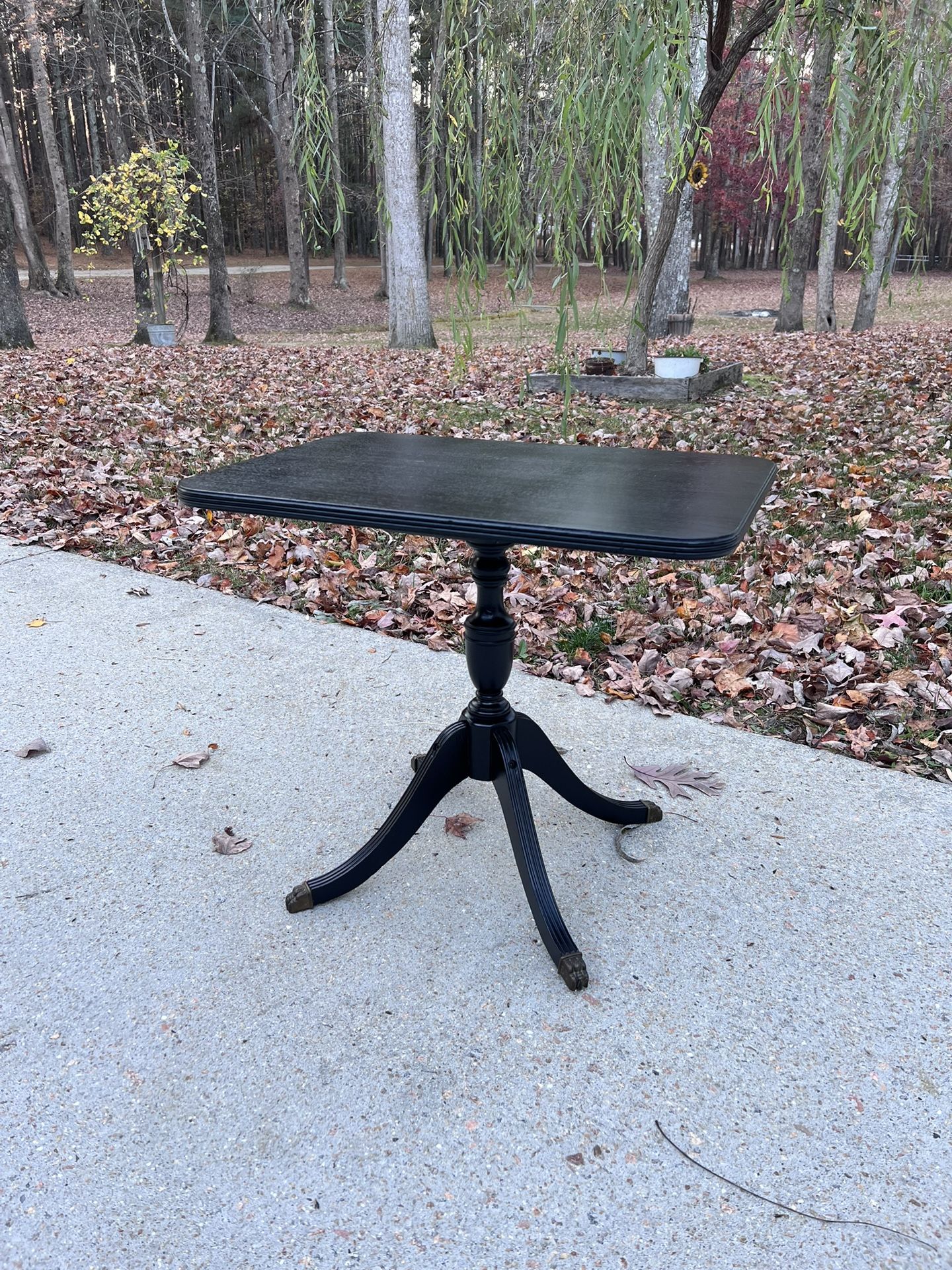 Vintage Small Pedestal Farmhouse Claw Foot Side End Table