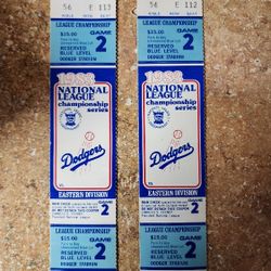 Vintage 1983 Dodgers National League Championship Game 2 Original Tickets
