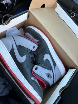 Air Jordan 1 Mid Black Grey Red Sneakers