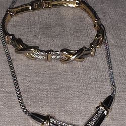 Silver & Gold Chain & Bracelet  set