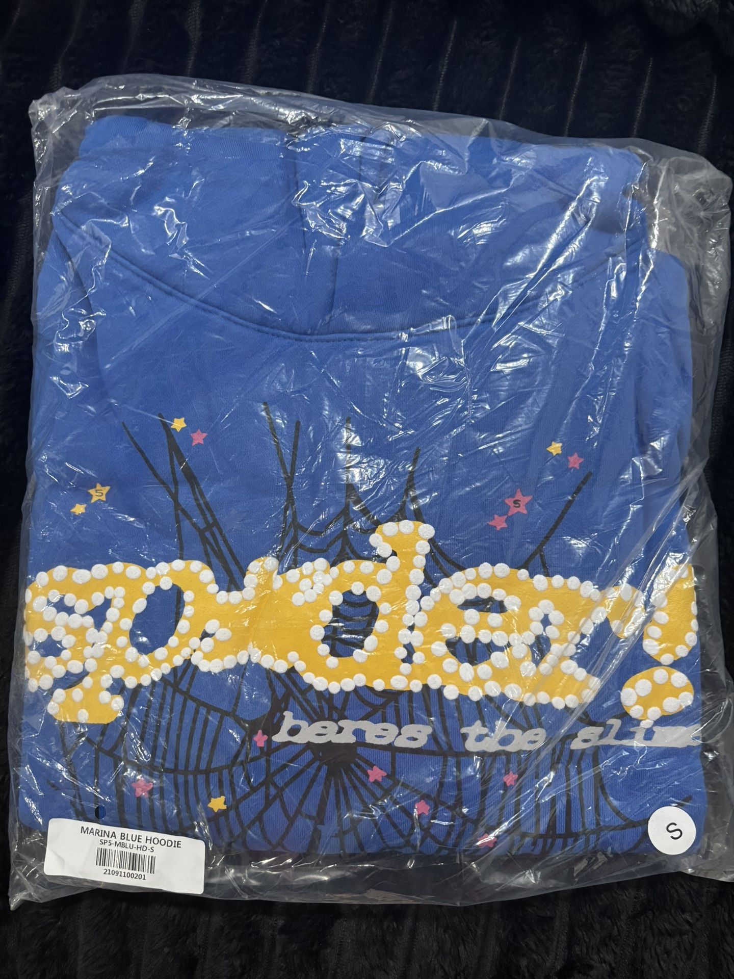 Blue Sp5der Hoodie - Size Small - New