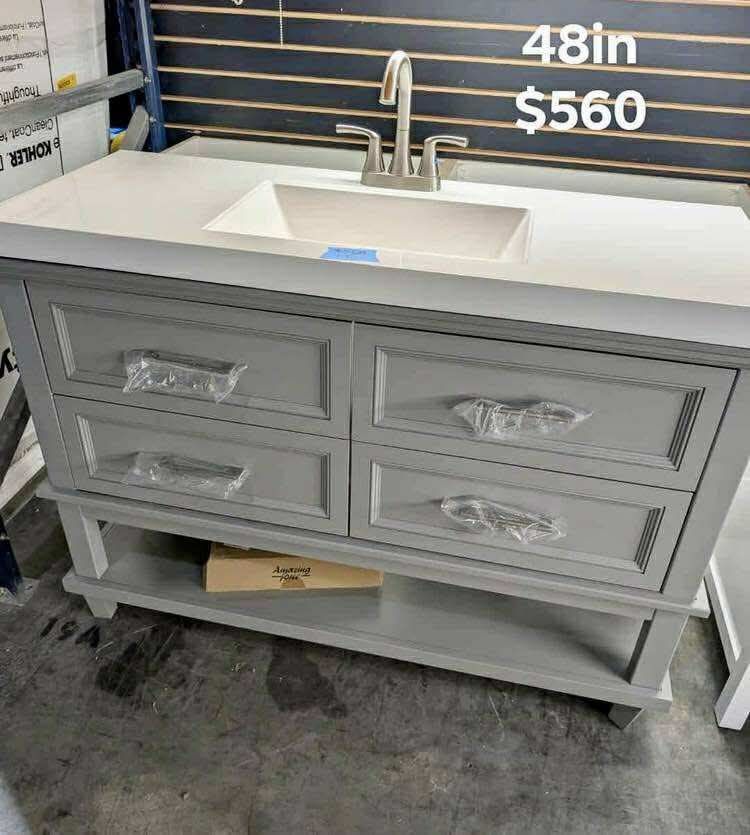48in Bathroom Vanity With Top And Faucet
