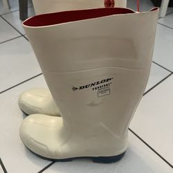 DUNLOP   Rubber Boots,PR, WHITE/BLUE 9
