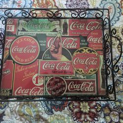 Coca Cola Metal And Glass Tray