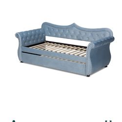 Queen Over Twin Trundle Bed  Blue Nice 