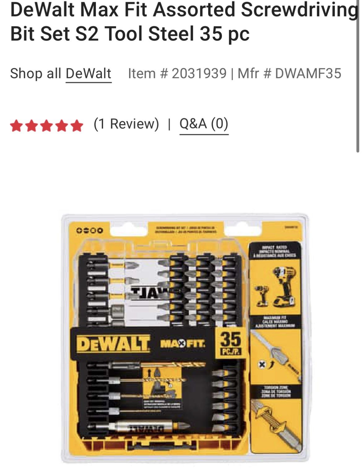 Dewalt 35 PC Screwdriver Set