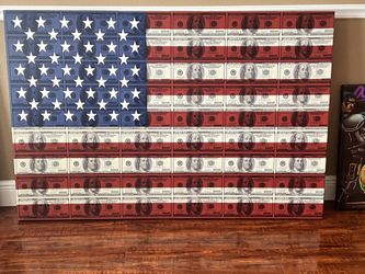 🇺🇸 American Flag Money Art Canvas – Bold & Unique