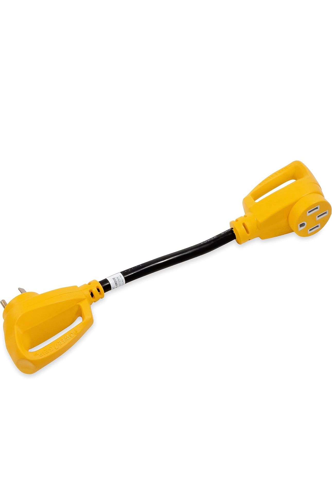 Camco PowerGrip Camper/RV Dogbone Electrical Adapter | Features 30-Amp Male (NEMA TT-30P) and 50-Amp Female (NEMA 14-50R) Ends | Rated for 125V/3750W