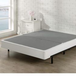 ZINUS No Assembly Metal Box Spring, 7.5 Inch White Mattress Foundation, Sturdy Metal Structure,Queen