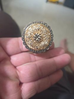 Vintage Scarf Clip, Flower West Germany Ornate Silver tone, Mid-Century acc-