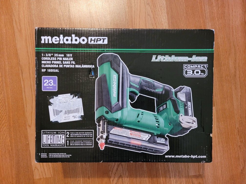 New Metabo Hpt 23ga Cordless Brushless Finish Nailer Kit $160 Firm, Pickup Only