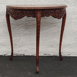 French Louis XV Style Carved Demilune Console Table