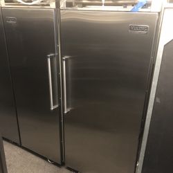 Viking 60” Stainless Steel Built In Side By Side Refrigerator Column Set 