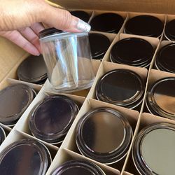 Clear Straight-Sided Glass Jars - 8 oz, Black Metal Cap