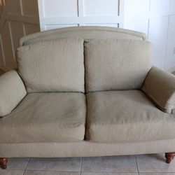 Down-Filled Ethan Allen Hyde Loveseat - Beige - OBO