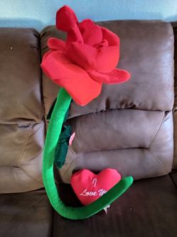 Plush Red Rose with I Love You Heart