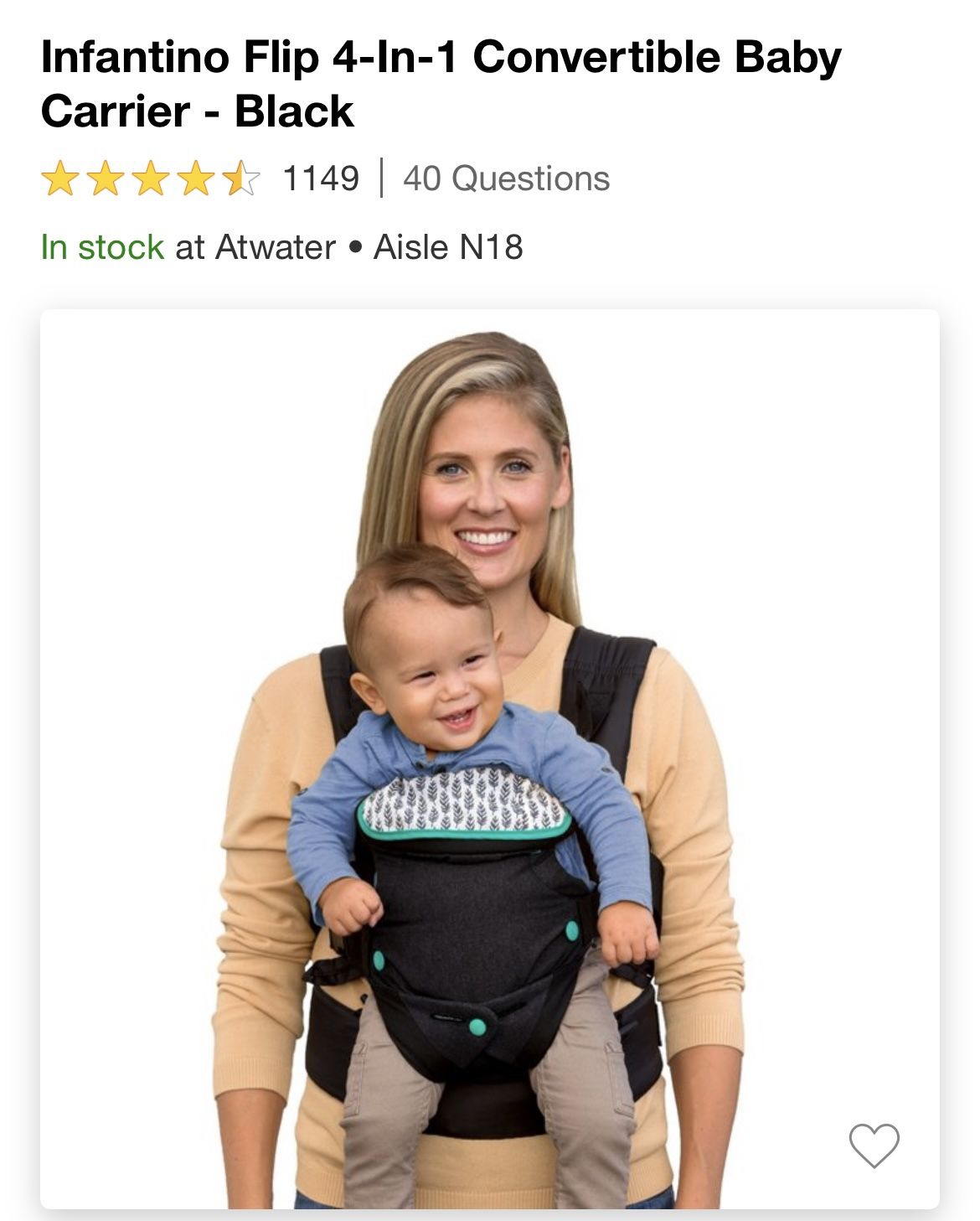 Infant baby carrier