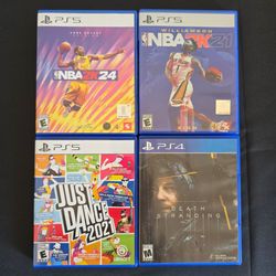 PlayStation Video Game Bundle (PS5 & PS4) - NBA 2K24, NBA 2K21, Just Dance 2021, Death Stranding