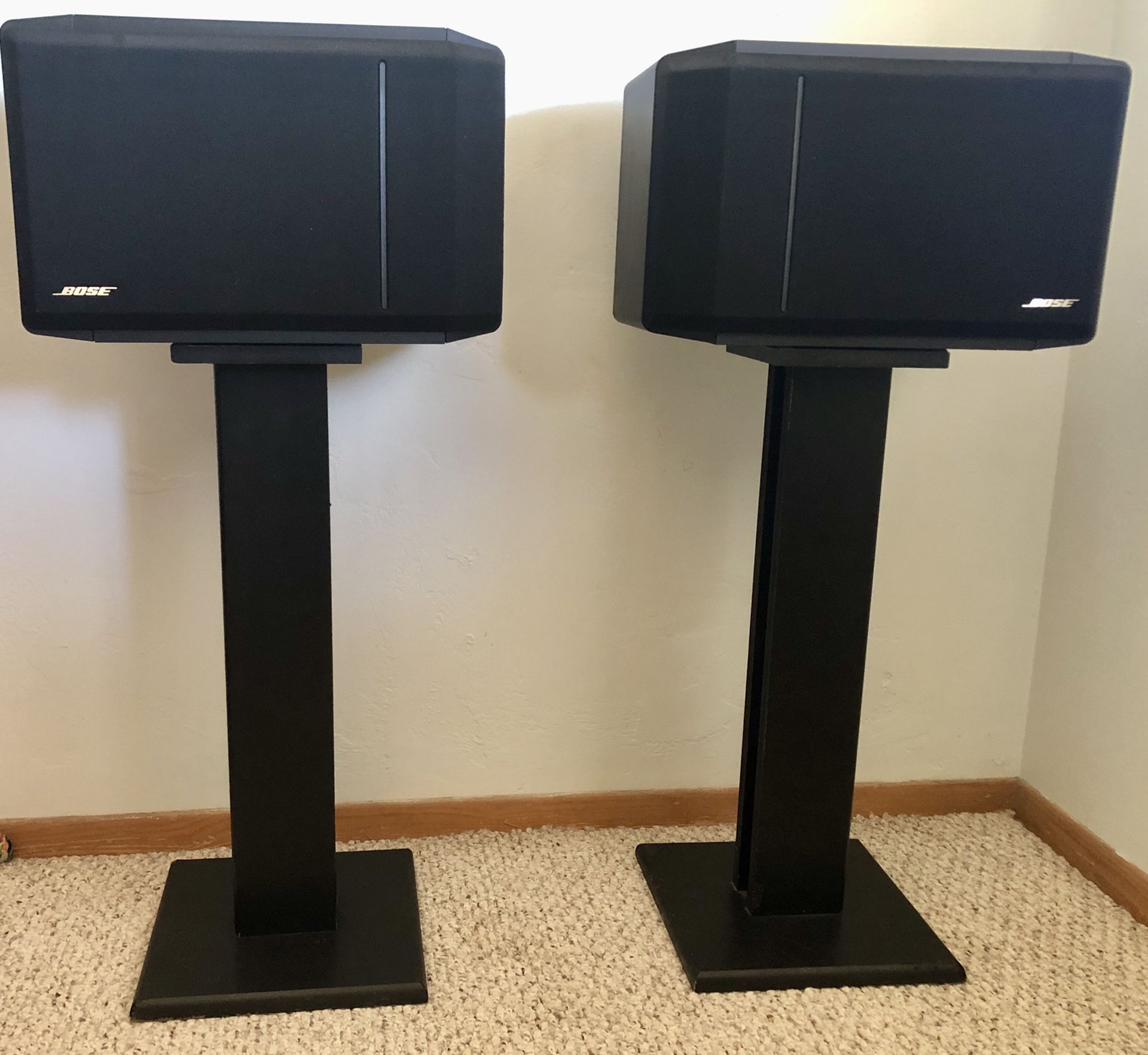 BOSE 201 Series IV Speakers with stands.