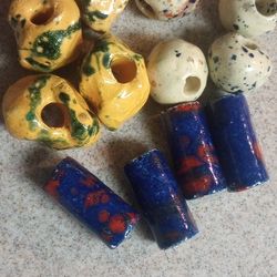 Vintage 1970 Ceramic Macrame Beads Each Month