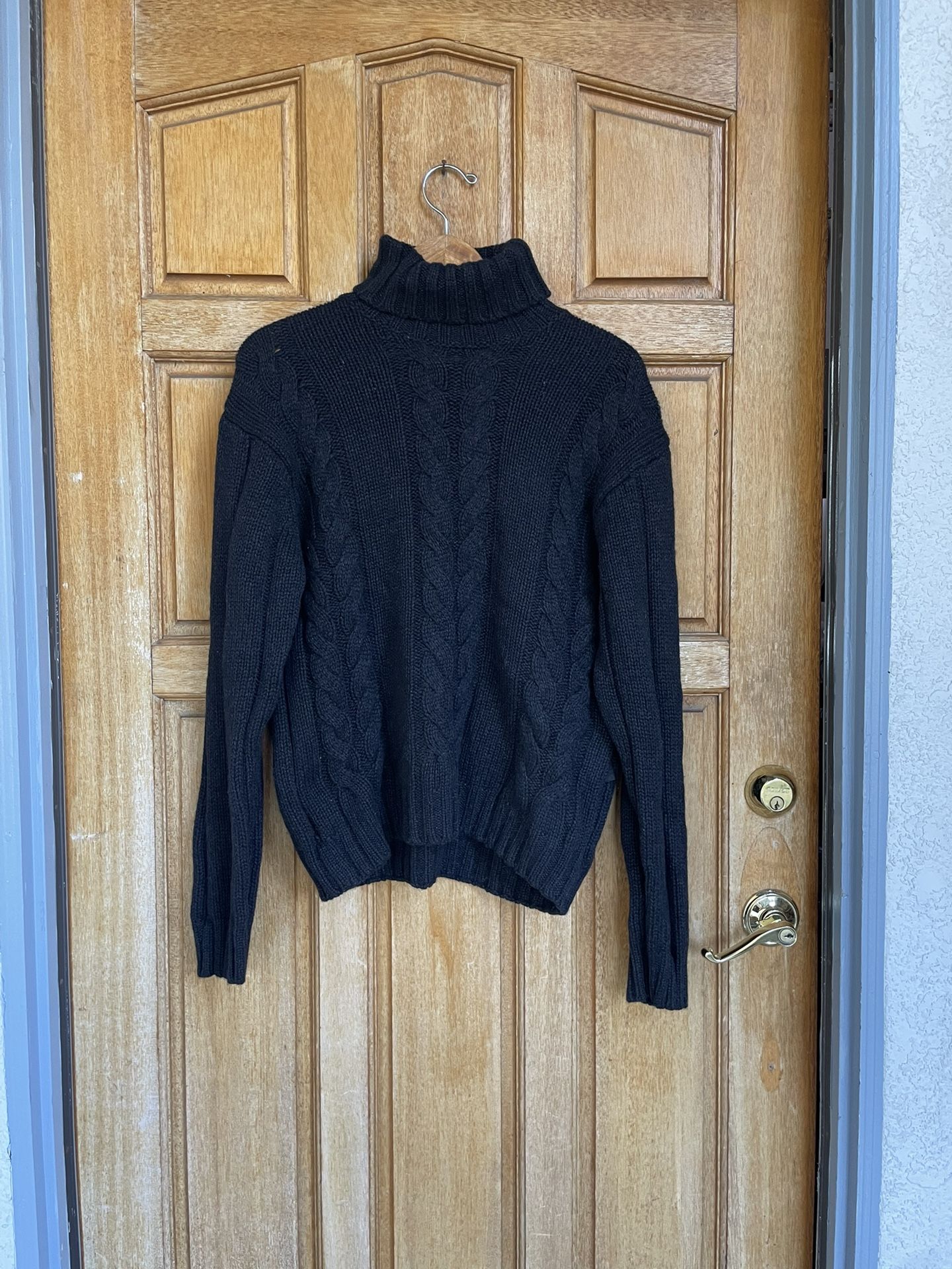 Vtg Hugo Boss Pure Camel Hair Turtleneck Sweater Made in Italy Unisex M Black