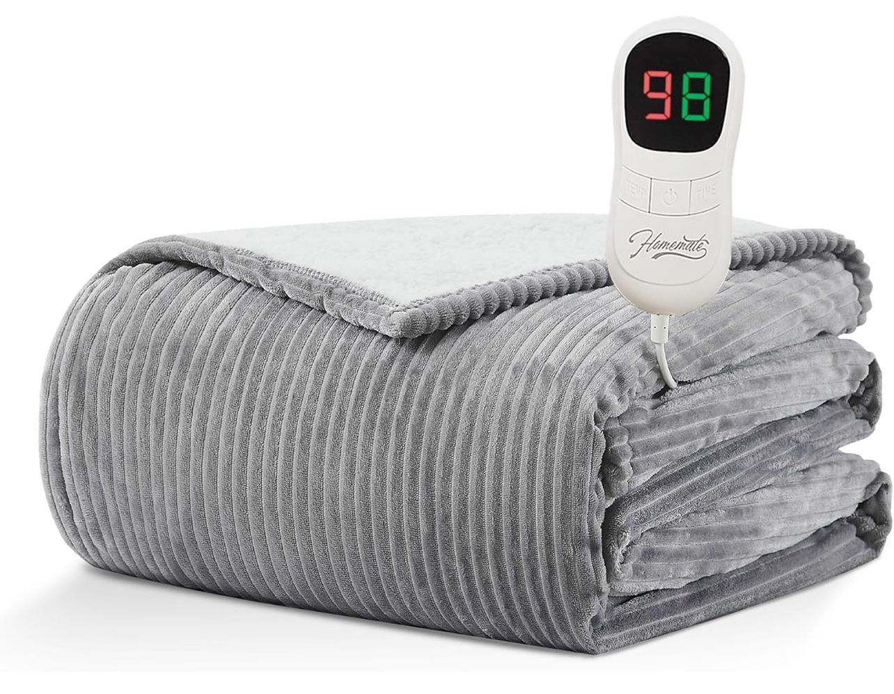 Homemate Heated Blanket Electric Throw - 50"x60" Heating Blanket Throw 1/2/4/6/8 Hours Auto-Off 10 Heat Levels Over-Heat Protection Soft Flannel Sherp