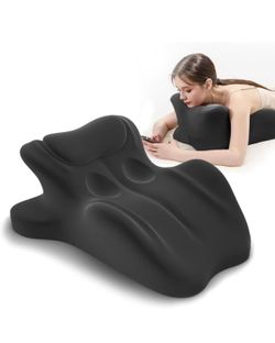 Ergonomic Memory Foam Wedge Pillow, 27° Bed Wedge Support, Black Reading Reclining Sit Up Support, Upper Body Leg Elevation Comfort, Neck Back Waist S