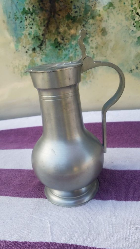 POST WORLD π WAR 10" 1/2 "MEDIEVAL DETAILED FLOWER HANDLES DESIGN GERMAN PEWTER 12" STEIN TANKARD GERMANY