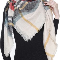 Trendy Plaid Blanket Scarf Women Big Oversized Long Scarves
