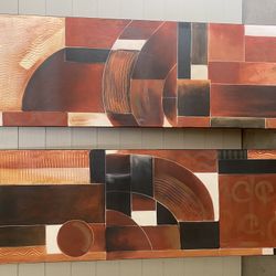 Long Red Paintings - Set Of 2