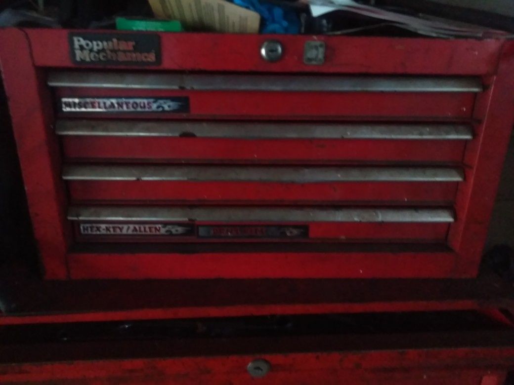 Vintage Popular Mechanics Toolbox 4 Drawer Top Box