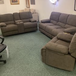 Reclining Sofa, Loveseat, Recliner, Three-Piece 